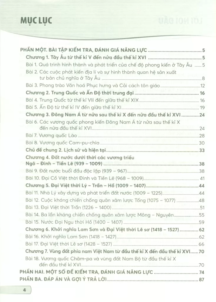 VỞ BÀI TẬP KIỂM TRA, ĐÁNH GIÁ NĂNG LỰC LỊCH SỬ VÀ ĐỊA LÍ LỚP 7 - PHẦN LỊCH SỬ (Sử dụng cho SGK Kết nối tri thức, Chân trời sáng tạo)